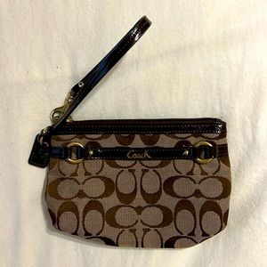 Never used Coach Brown Signature Logo Wristlet